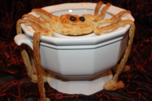 For extra flair, make a spider out of puff pastry to top the soup. 